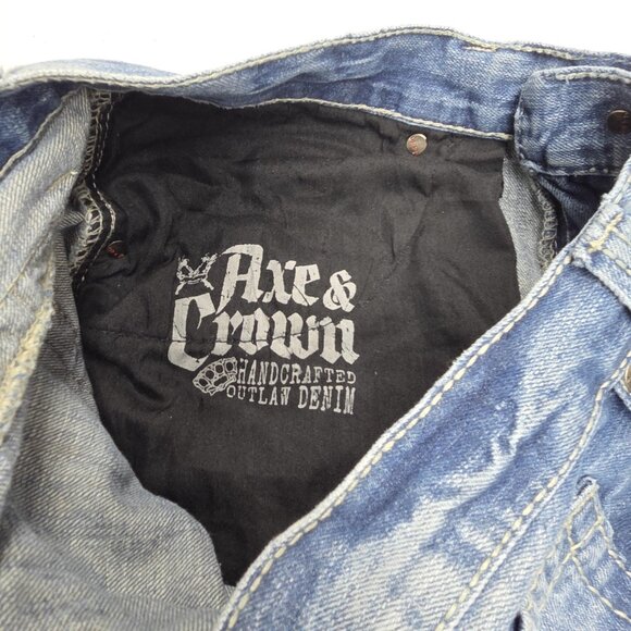 Axe & Crown Jeans Mens 33x32 Blue Slim Boot Distressed Denim Back Flap Pockets - Picture 11 of 14